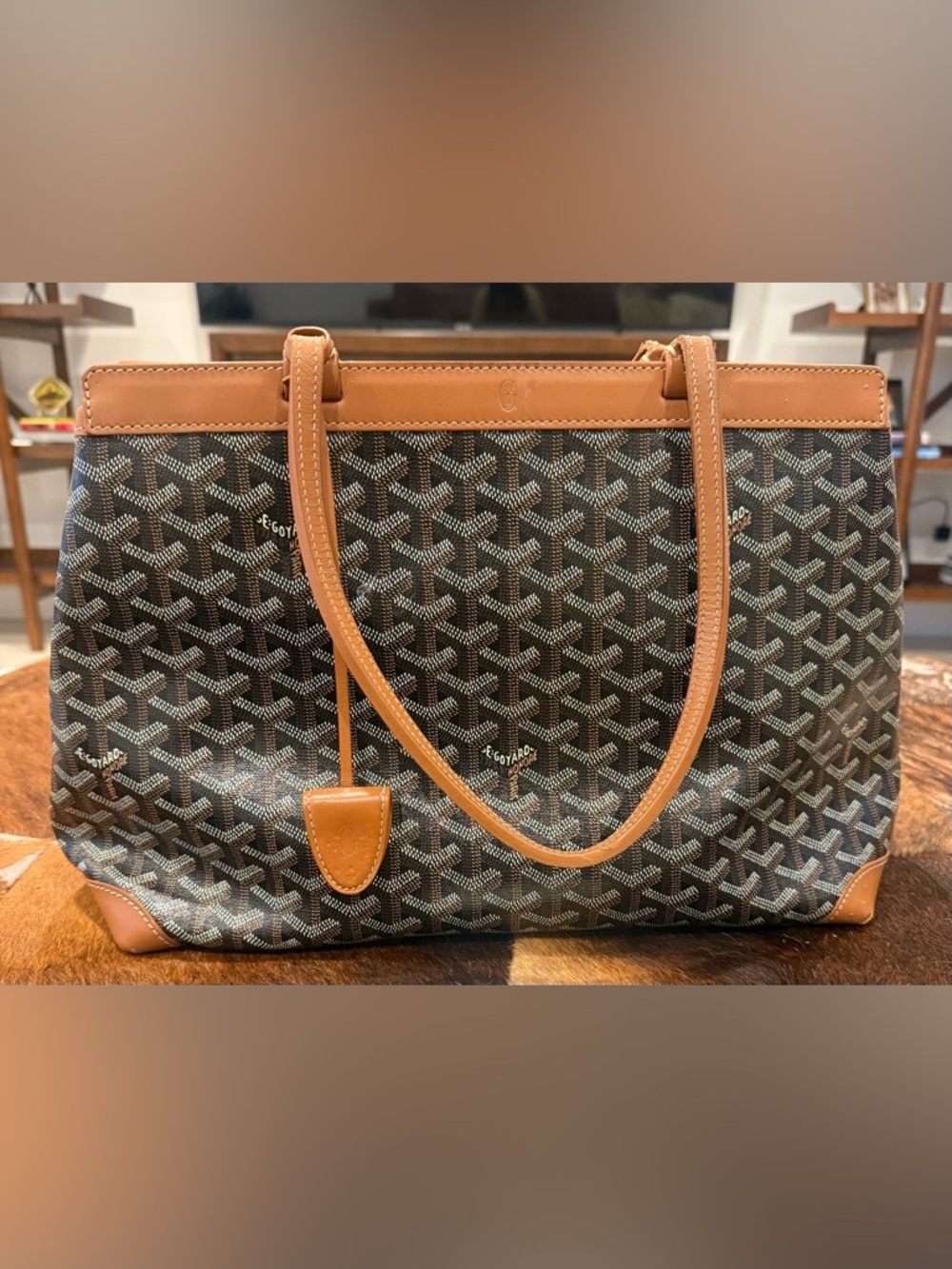 Goyard Bellechasse PM Biaude Tote Black/Tan - Picture 2 of 10